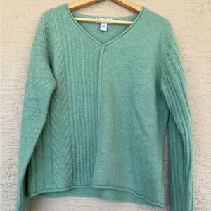 Northstyle V-Neck 100% Lambswool Sweater Asymmetric Cable Knit Size L NWOT